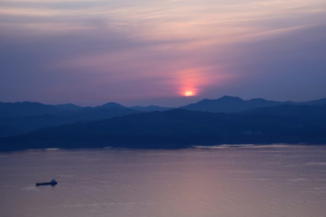 函館湾の夕陽